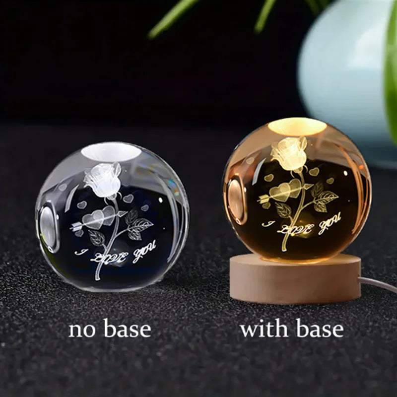 6Cm 3D crystal ball planet night light 