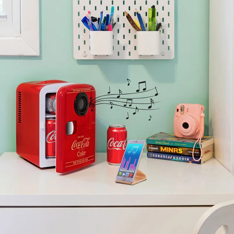 4L Coca Cola Mini Fridge with Wireless Speaker - Red