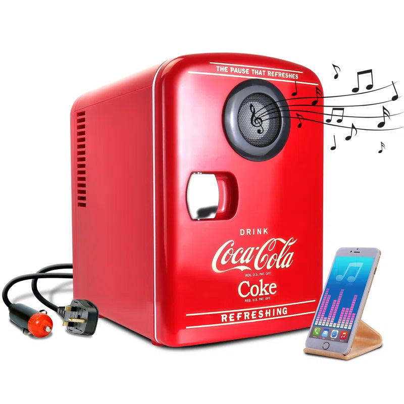 4L Coca Cola Mini Fridge with Wireless Speaker - Red