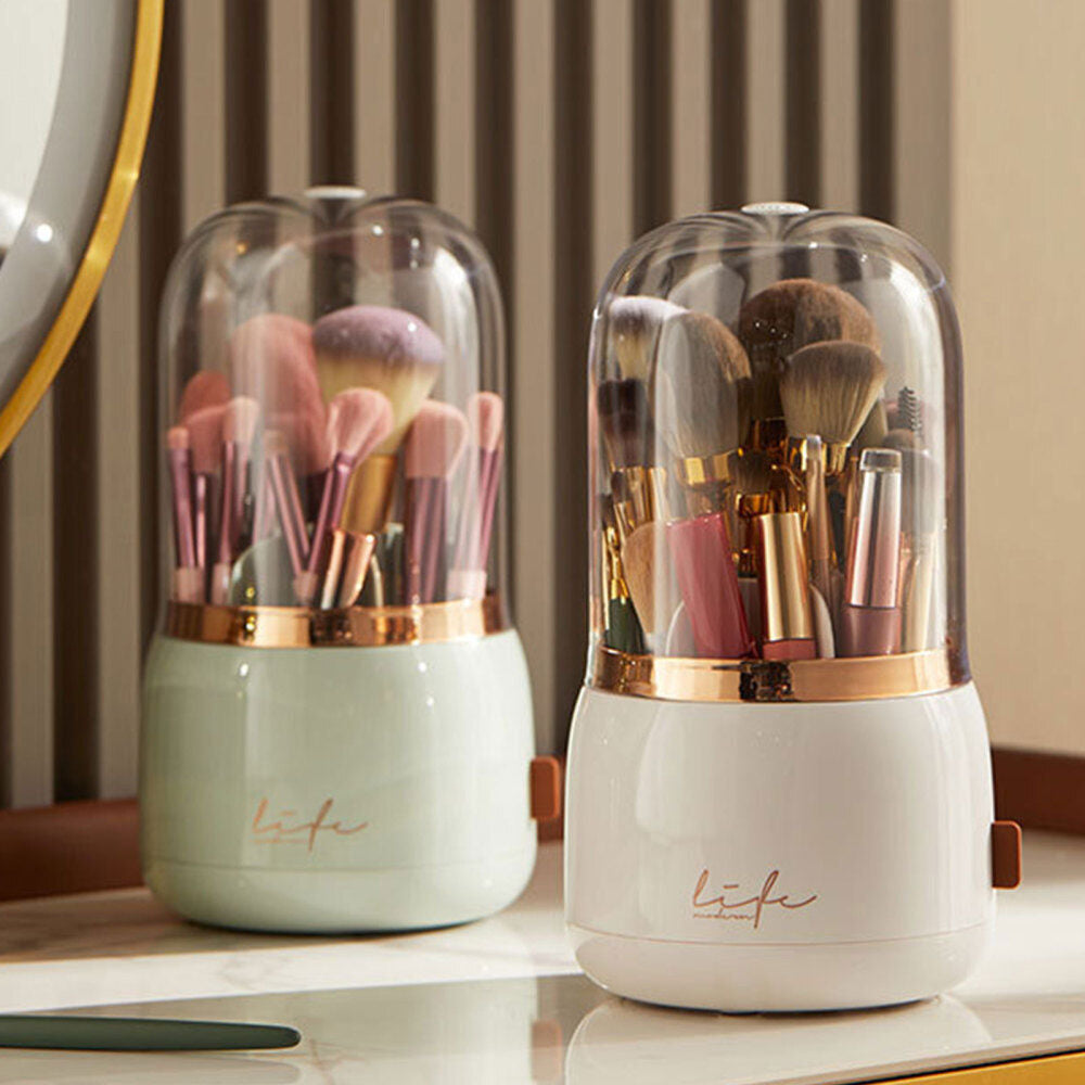 Makeup brush holder dustproof 360 rotation