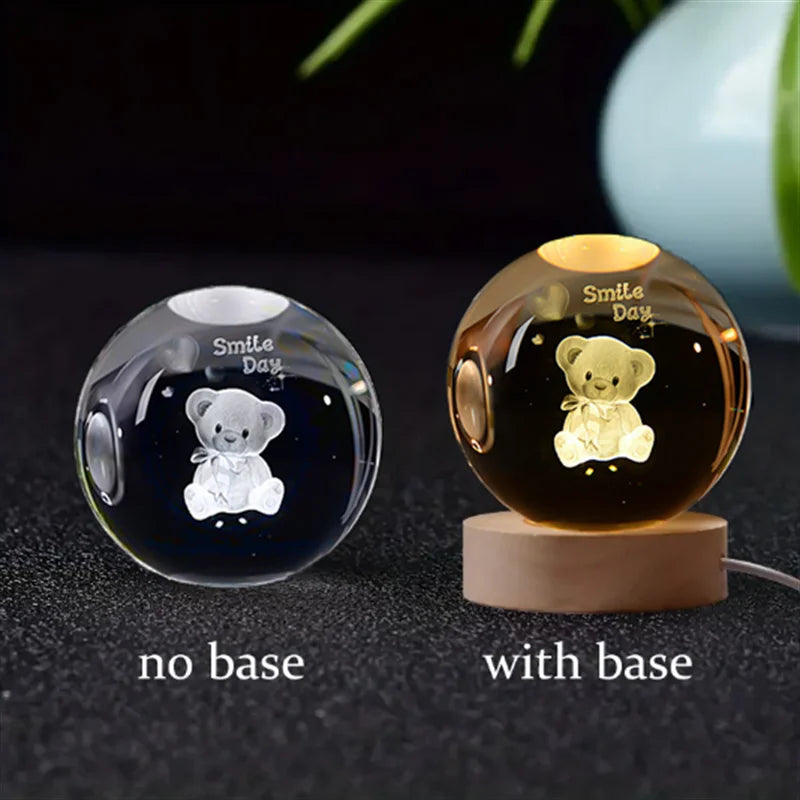 6Cm 3D crystal ball planet night light 