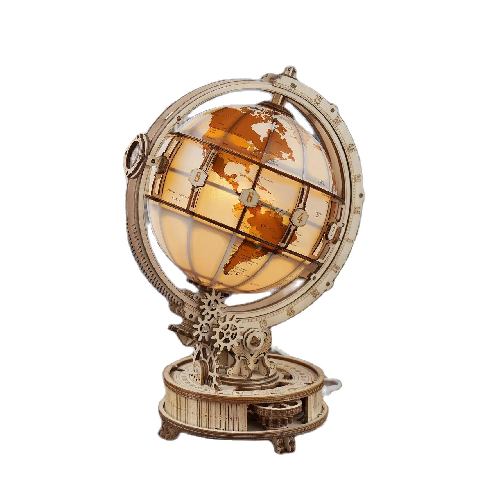 Wooden globe lamp 3D puzzle 