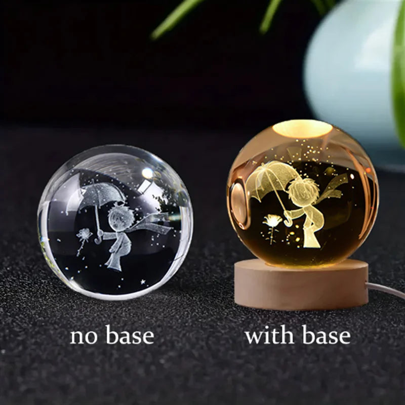 6Cm 3D crystal ball planet night light 