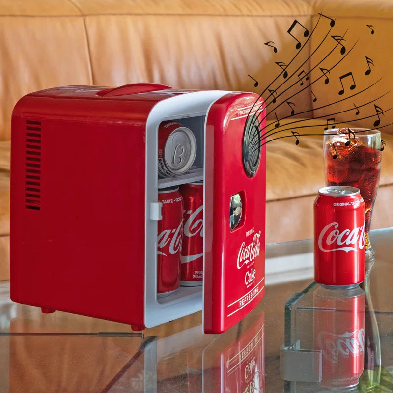 4L Coca Cola Mini Fridge with Wireless Speaker - Red