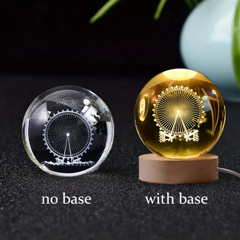 6Cm 3D crystal ball planet night light 