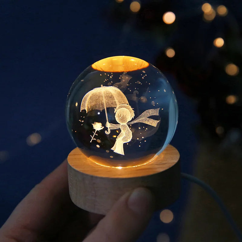 6Cm 3D crystal ball planet night light 