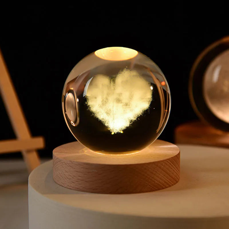 6Cm 3D crystal ball planet night light 