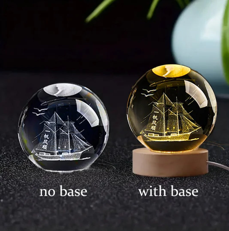 6Cm 3D crystal ball planet night light 