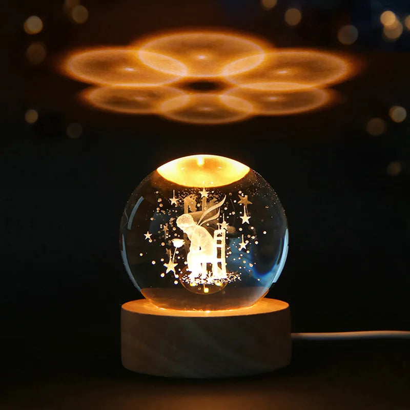 6Cm 3D crystal ball planet night light 