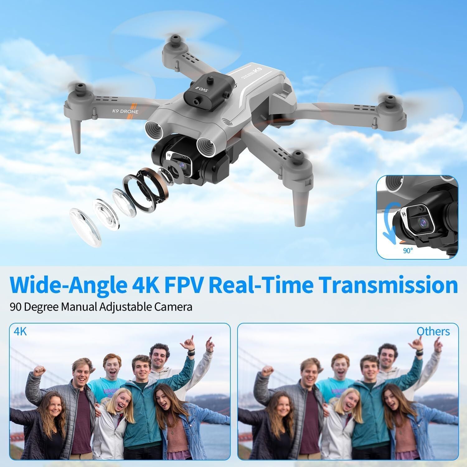 4K Drone X Pro WIFI FPV HD Dual Camera 3 Batteries Foldable Selfie RC Quadcopter