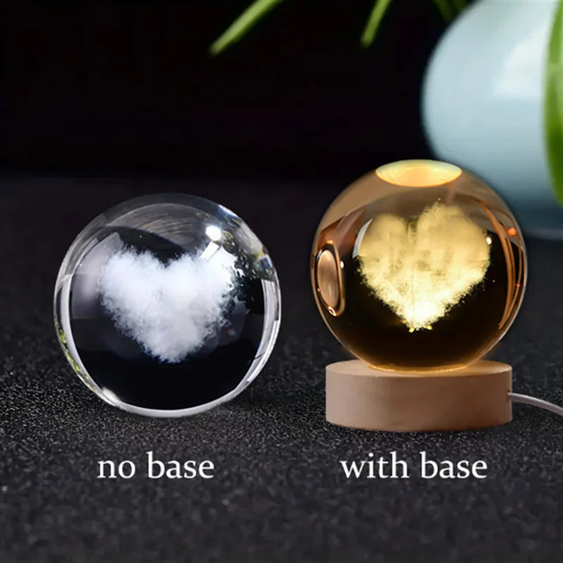 6Cm 3D crystal ball planet night light 