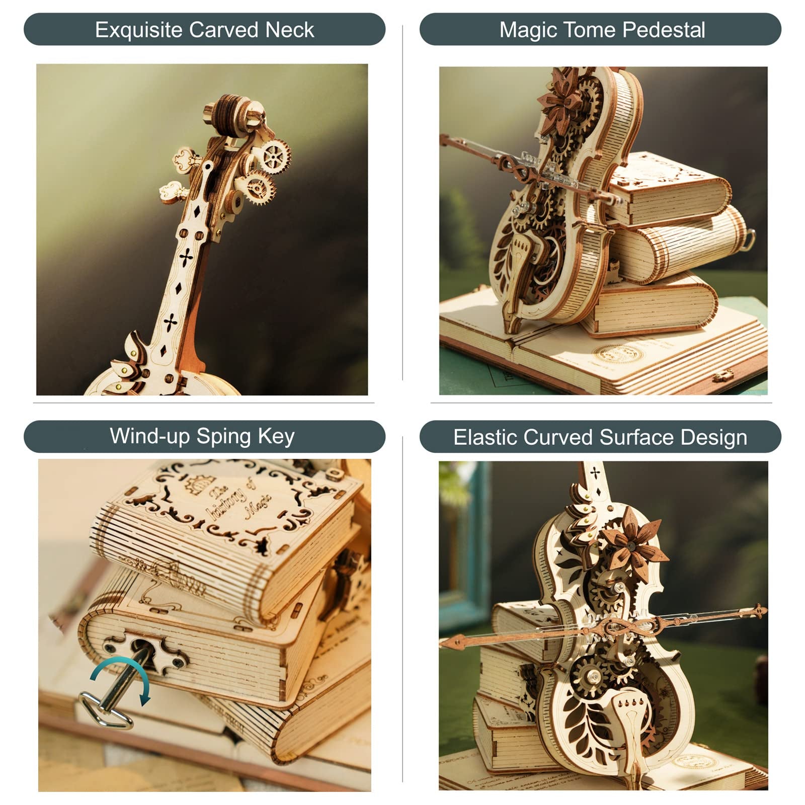  Mechanical music box moveable 3D Wooden Puzzle 