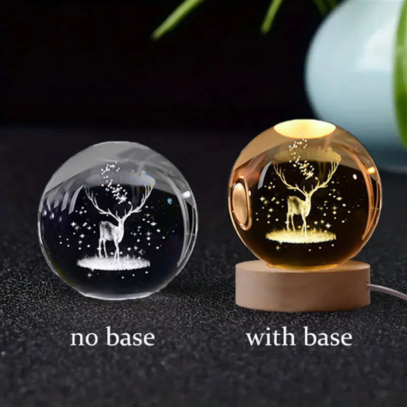 6Cm 3D crystal ball planet night light 