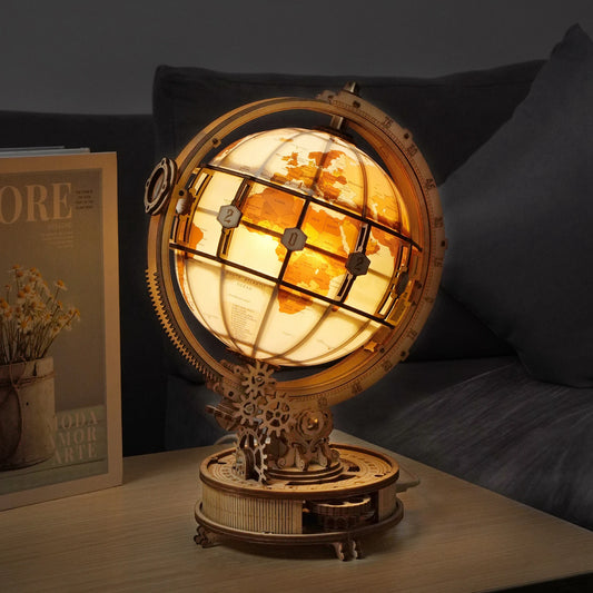 Wooden globe lamp 3D puzzle 