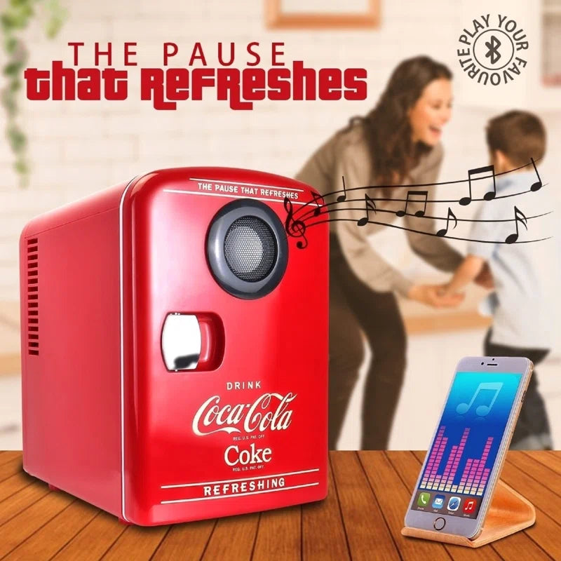 4L Coca Cola Mini Fridge with Wireless Speaker - Red