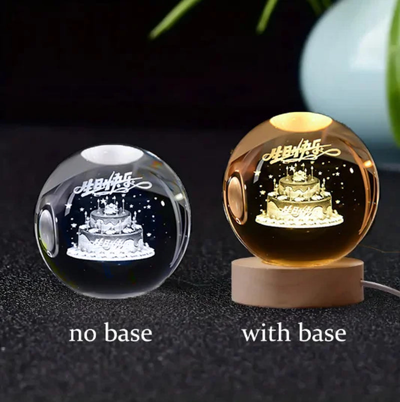 6Cm 3D crystal ball planet night light 